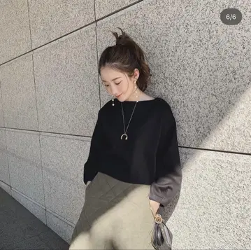 HYEON tuck sleeve pullover / Black