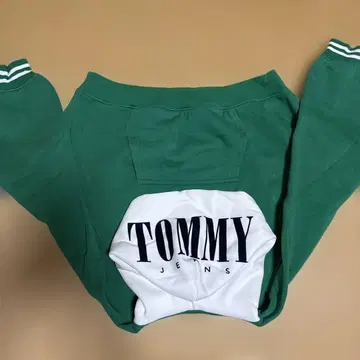 TOMMY JEANS 후드 부착 맨투맨 그린