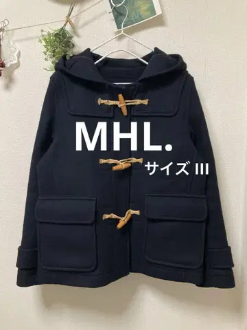 새상품급 * MHL. 사이즈 3 숏 더플 코트 네이비 L