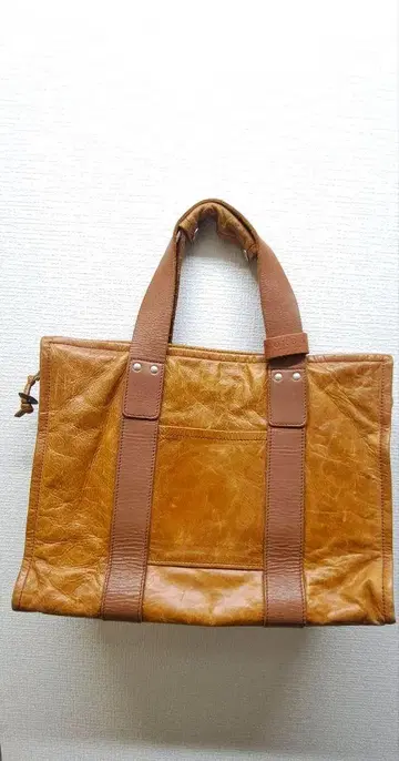 CORBO 천연 가죽 토트백 비즈니스 백 브라운