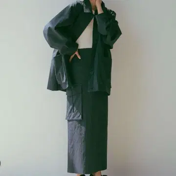 ETRE tokyo 슬릿 롱 스커트 여성용 네이비