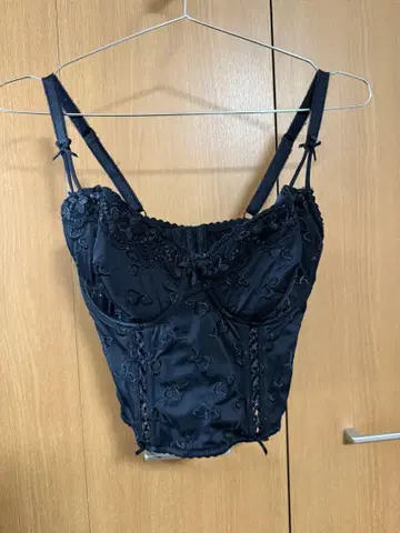 bo dy 자수 장식 블랙 뷔스티에