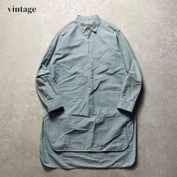 vintage 깅엄 체크 그랑파 셔츠 긴팔 그린 풀오버 롱 구제 의류