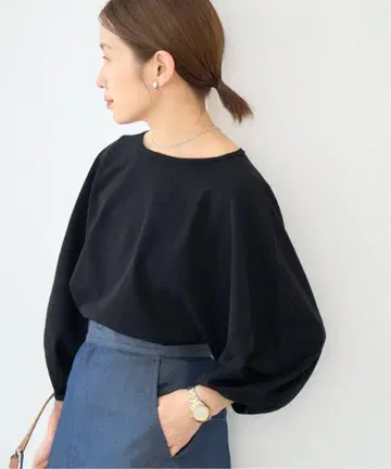 [ IENA 미사용품 ] 벌룬 슬리브 블랙 상의