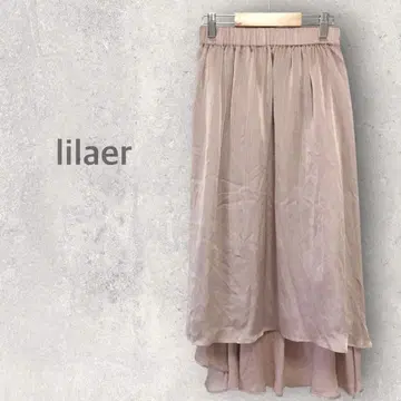 [릴라에르] 플레어 스커트 L 롱 스커트 비대칭 광택감 있음