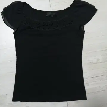 00s 비침 쉬폰 소매 반팔 상의 일본제 래글런 피치T 튤 레이스