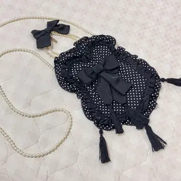 카네코 이사오 도트 펄 숄더 표주박 미니백 블랙