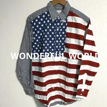 [ 분위기 발군 ] 90's WONDERFUL WORLD 성조기 빅 셔츠