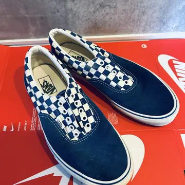 VANS 올드스쿨 체커보드 스니커즈 파랑/화이트 28