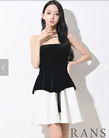 RANS 페플럼 드레스 블랙/화이트