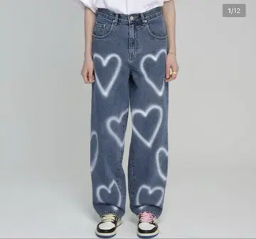 하트 데님 팬츠 현진 착용 모델