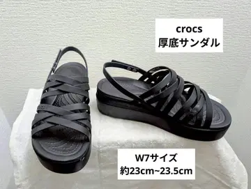 [ W7 사이즈 ] crocs 통굽 샌들 블랙 스트랩 샌들