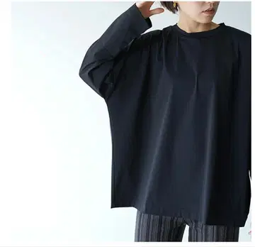 mizuiro ind 크루넥 와이드 T 다크 그레이