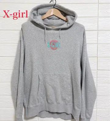 [한정판 SALE!] X-girl 그레이 후드 부착 후드티