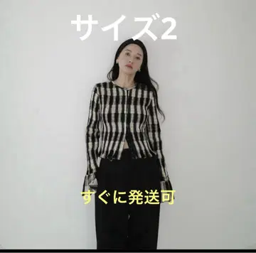CLANE 클라네 SHIRRING DESIGN BLOUSE 체크 무늬