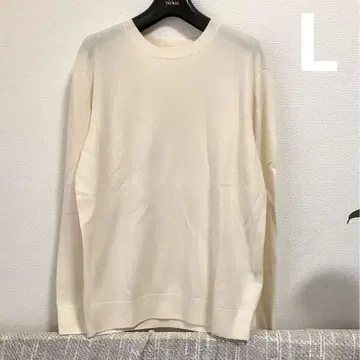 미사용품 남성용 UNIQLO 아이보리 캐시미어 크루넥 니트 스웨터