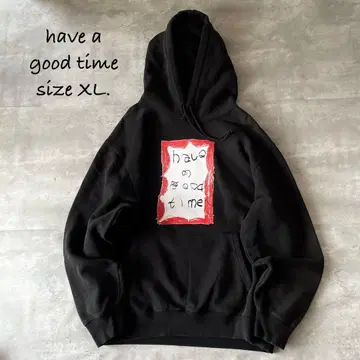 레어 XL have a good time 빅 실루엣 후드티 블랙