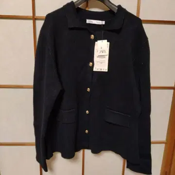 ZARA 네이비 버튼 달린 가디건 XL