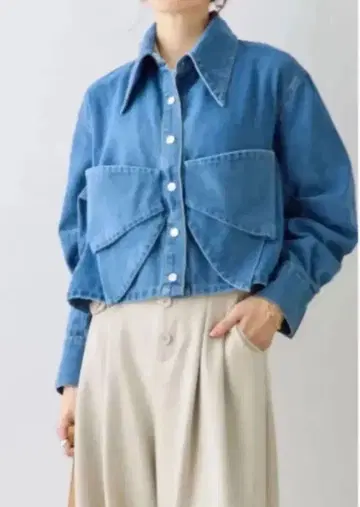 리본 모티브 데님 자켓 Frene 같은 형태 프라네 캐주얼 G 자켓