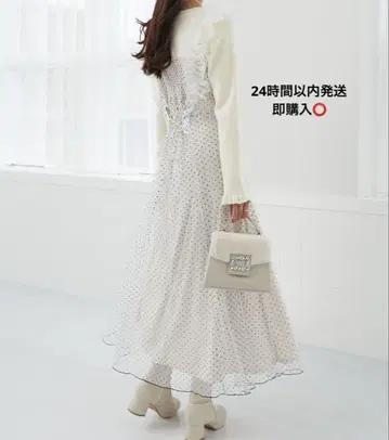 MAJESTIC LEGON 숄더 프릴 도킹 원피스 아이보리