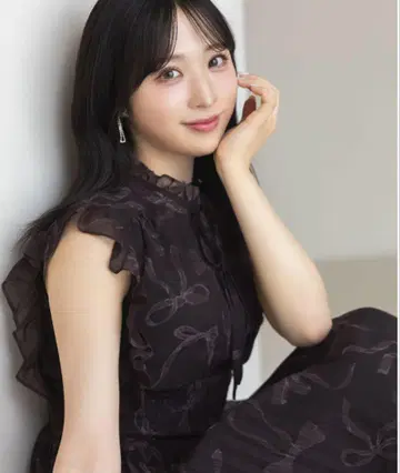 리본 무늬 셔링 원피스
