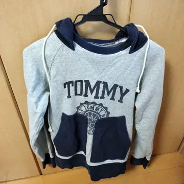 TOMMY 후드 부착 후드티 S 사이즈 그레이/네이비