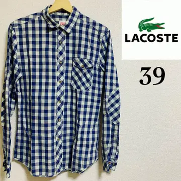 LACOSTE L!VE 체크 무늬 셔츠 사이즈 39