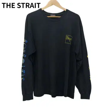 THE STRAIT 프린트 원포인트 T셔츠 롱T 블랙 긴팔