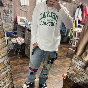 DELVAL FOOTBALL 롱 슬리브 T셔츠 L 아메카지 구제 의류