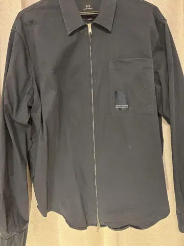 Armani Exchange 블랙 지퍼 셔츠