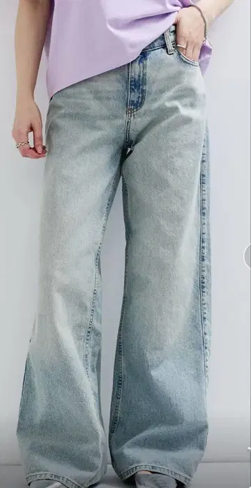 GUESS 게스 와이드 레그 데님 와이드 청바지