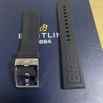 BREITLING 블랙 고무 벨트 사이즈 22