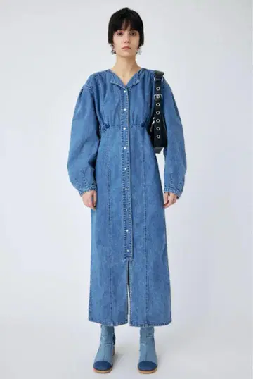 새상품급 마우지 moussy 데님 롱 원피스 S사이즈 앞 버튼 데님지