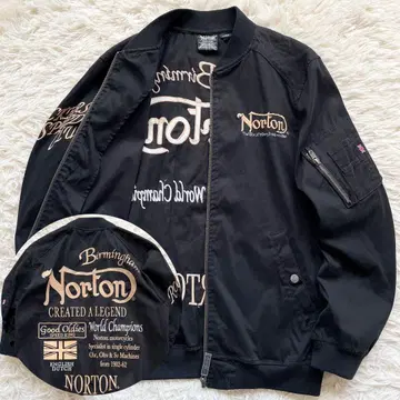 L 사이즈 Norton MA-1 플라이트 자켓 빅 로고 자수 블랙 금