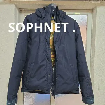 SOPHNET. 후드 부착 다운 자켓 네이비