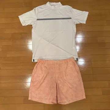 Travis Matthew 화이트 피케 셔츠와 오렌지 팬츠 세트