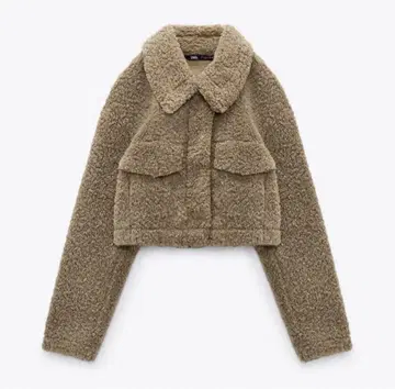 ZARA 크롭 페이크 보아 셔츠 자켓 브라운 M