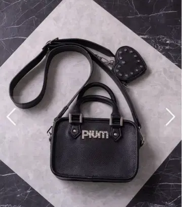 pium 하트 파우치 포함 미니 보스턴 백