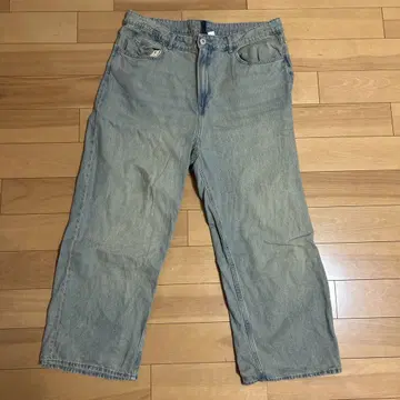 H&M 라이트 블루 데님 와이드 레그 팬츠 US 14