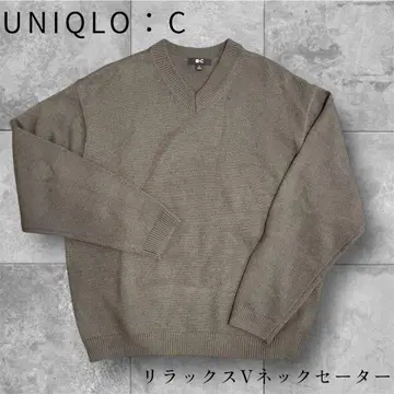 유니클로 UNIQLO:C 릴랙스 V넥 스웨터 올리브 M 사이즈