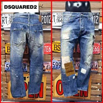 Dsquared2 패치워크 가죽 패치 Kenny Twist Jean