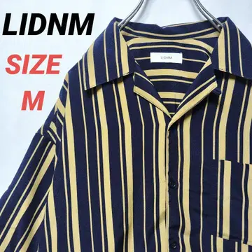 LIDNM 리드름 오픈 카라 셔츠 스트라이프 반팔 남성용 M
