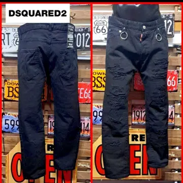 Dsquared2 더블 링 스키니 댄 진 블랙 데님