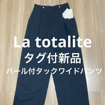 [ 택 포함 새상품 ] La totalite 펄 버튼 허리 턱 팬츠