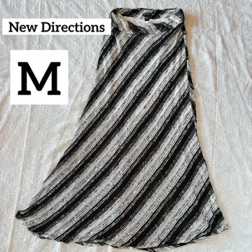 New Directions [ M ] 블랙 화이트 롱 스커트 니트 소재
