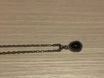 실버 타원형 블랙스톤 오닉스 목걸이