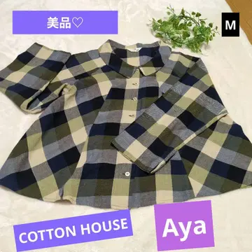새상품급 코튼 House Aya 체크 무늬 긴팔 셔츠