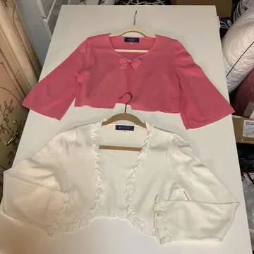 엠즈 그레이시 가디건 볼레로 핑크 화이트 2장 새상품급