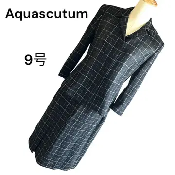 아쿠아 스큐텀 체크 무늬 스커트 수트 블랙 9호