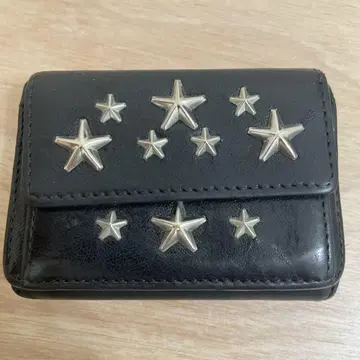 JIMMY CHOO 블랙 가죽 3단 폴더형 지갑